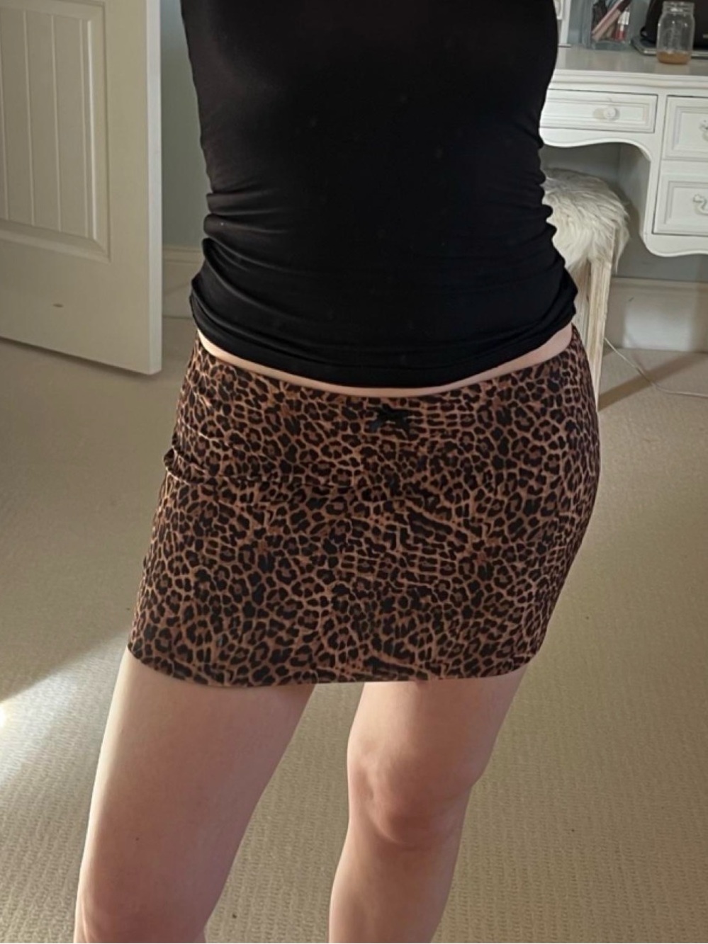 Edikted S Leopard Print Mini Skirt - Brown/Black